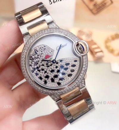 Best Replica Cartier Ballon Bleu Mens Diamond Watch Two Tone